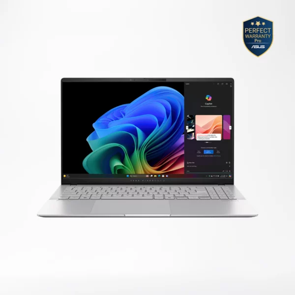 ASUS Vivobook S15 S5507QA-MA001W Snapdragon X Elite X1E 78 100, Qualcomm Adreno GPU, 32GB LPDDR5X 8448MHz, 1TB M.2 SSD, 15.6" 3K OLED 120Hz 600nits, Win 11 Home, 1 Year Perfect Warranty Pro