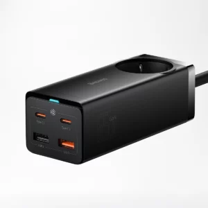 Baseus GaN3 Pro 5 Ports Power Strip 65W - Black, 18 Months Warranty