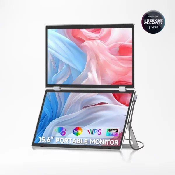 V2Com M2 15.6″ Folding Dual Monitor for Laptop IPS Full HD Screen for Windows & Mac, 1 Year Local Warranty